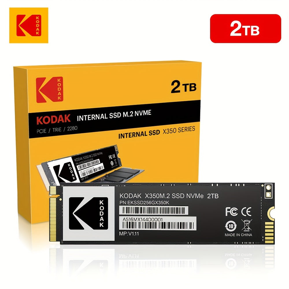 Твердотельный накопитель Kodak SSD M2 NVME, доступный в вариантах 1TB, 512GB и 256GB с скоростью чтения до 2000MB/s для ноутбуков и настольных компьютеров.