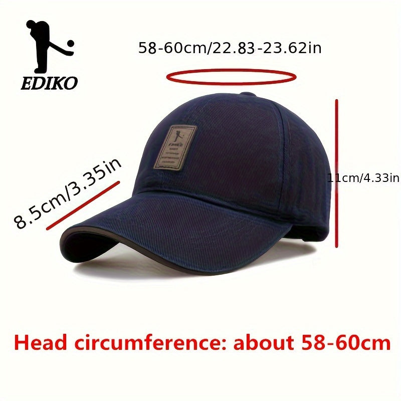 EDIKO Unisex Baseball Cap in Black, 100% Breathable Sun Protection, Casual Outdoor Golf Cap, Hand Washable