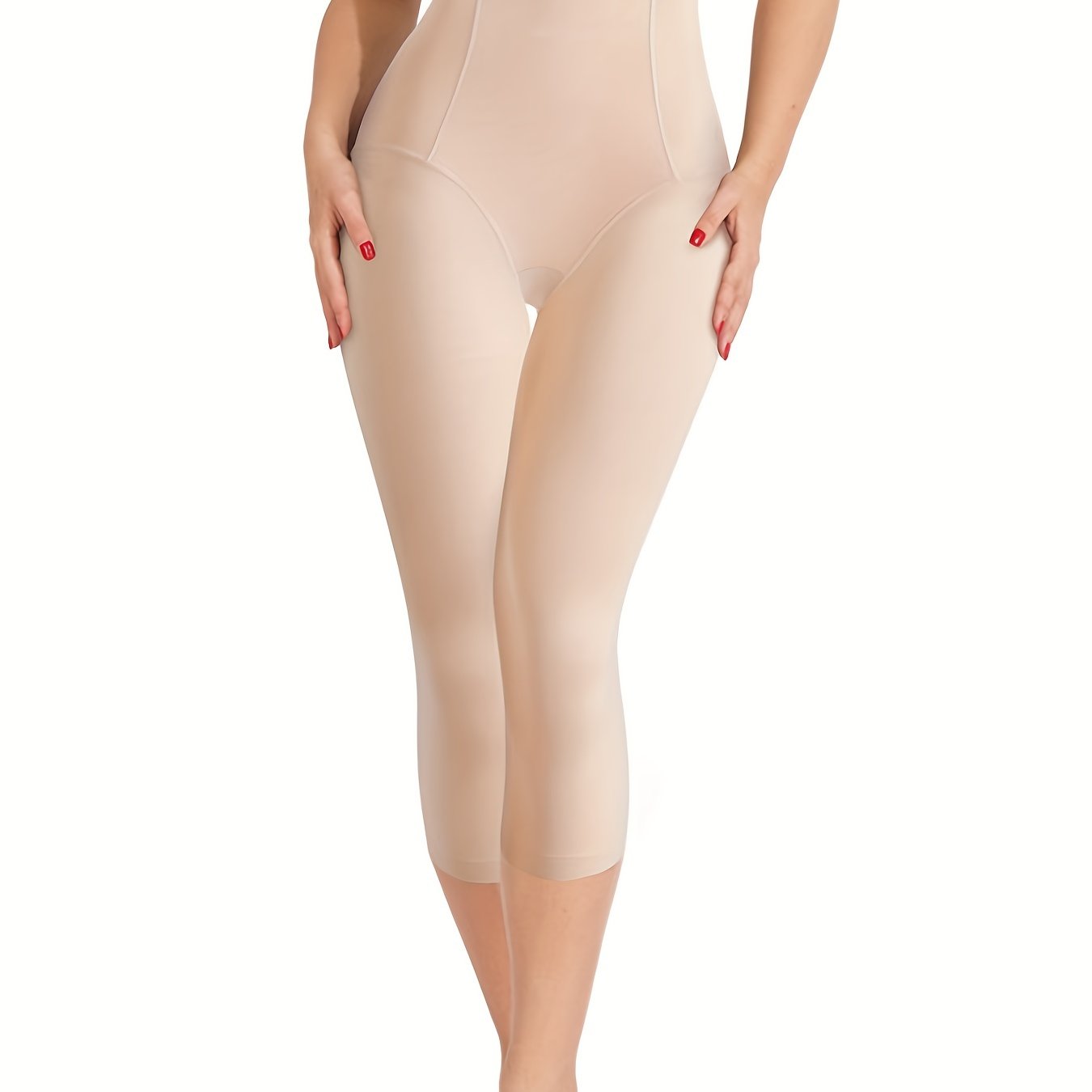 High waist shaping capri pants that slim the tummy and compress, doubling as underwear and shapewear for women.