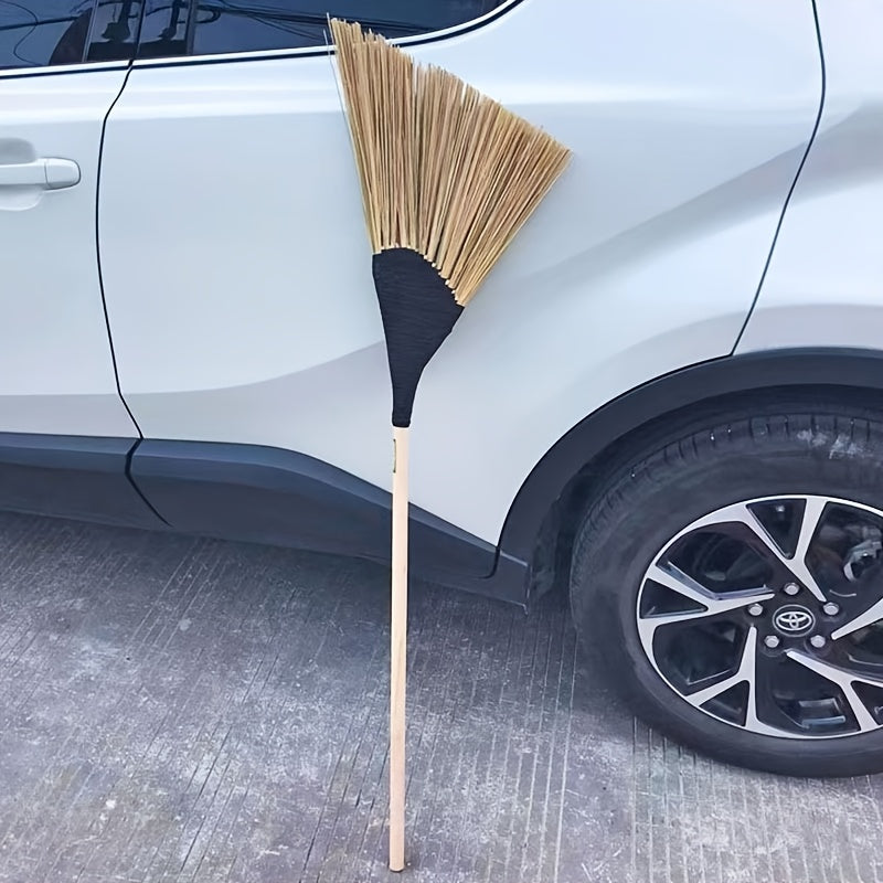 Multi-functional Bamboo Silk Angled Broom designed for Hard Floors and Outdoor Use - Ideal for Clearing Snow, Leaves, and Roads