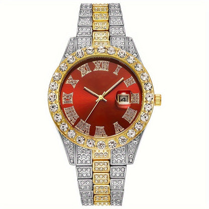 Men's Fashion Trend Rhinestone Calendar Watch