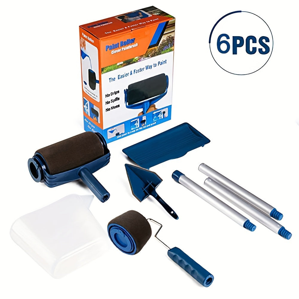 Set includes professional paint roller brush set with various tools for wall and ceiling painting.