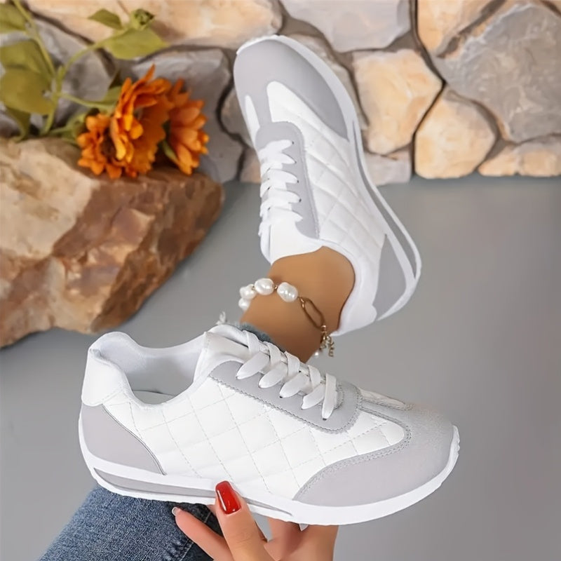 Women's retro casual sneakers - lightweight, lace-up, breathable fabric, all-season sports shoes