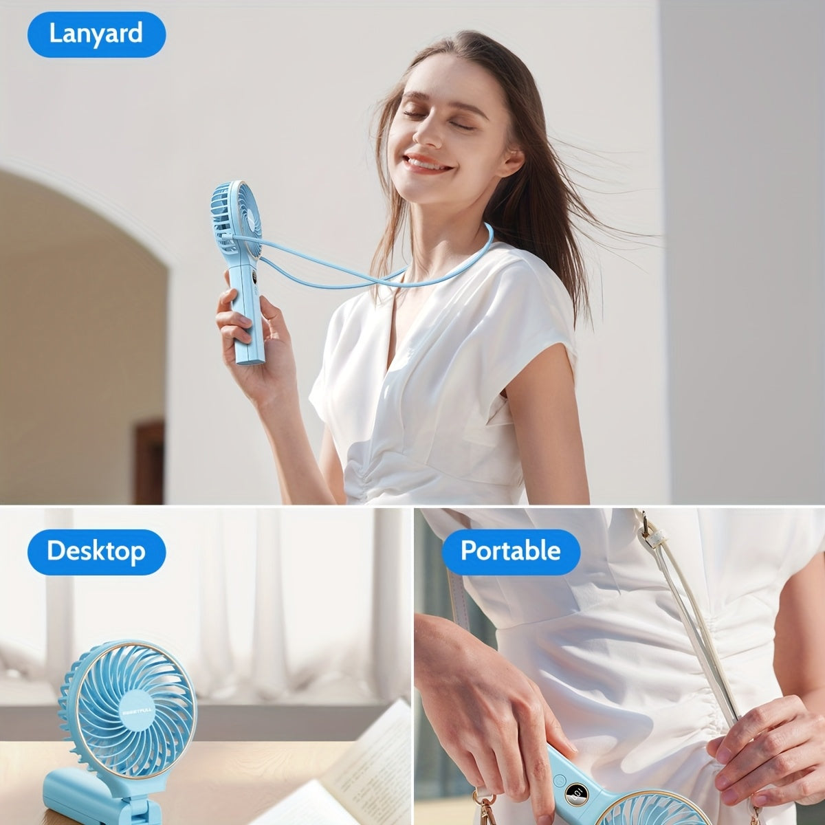 Stay Cool Anytime, Anywhere: Portable 5000mAh Rechargeable Handheld Fan with LED Display - 6-Speed Mini Travel Fan, Compact & Versatile Design, Detachable for Easy Cleaning, Perfect for Indoor & Outdoor Use