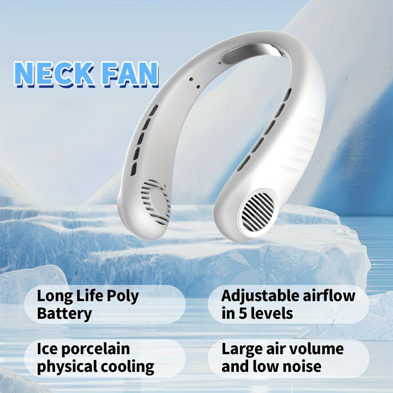 The JKUOO Portable Handheld Neck Fan is perfect for women on-the-go. With 5-speed turbo wind and a rechargeable lithium battery, this fan offers powerful cooling in a sleek design. The intelligent digital display and durable ABS material make it a