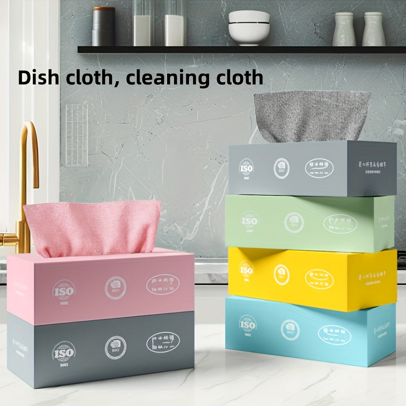 Non-shedding, oil-free scrubbing cloth that is designed for convenience and usability. This pull-out disposable lazy cloth is made from thickened super fine fiber, perfect for use in the kitchen as a dishcloth.