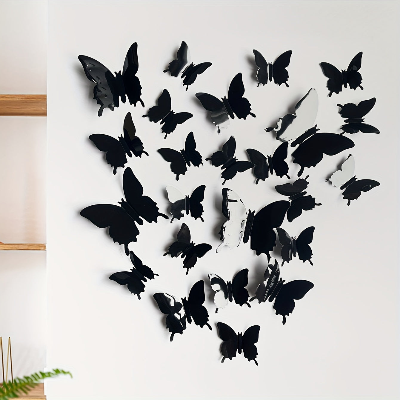 24 Black Butterfly Wall Decals: Elegant, Removable, Waterproof Vinyl Stickers for Home Decor