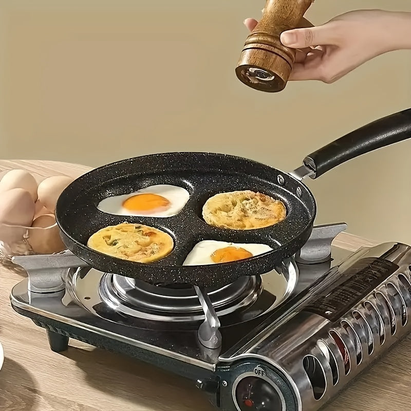 A Stainless Steel Skillet with a Non-Stick Surface, Includes Multi-Section Breakfast Pan, Burger & Egg Mold. Suitable for Gas Stove Top & Induction Cooker. Essential Kitchen Utensil & Gadget.