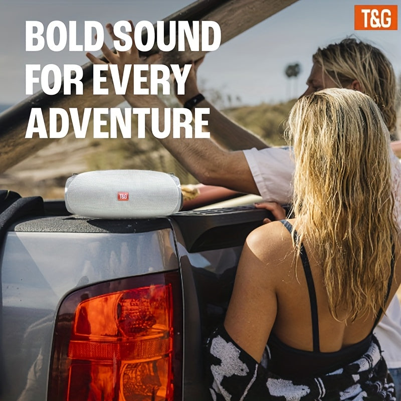 T&G Portable Wireless Speaker with 5.1 Surround Sound, Dual Speakers, Hi-Res Audio, TWS, USB Charging, 1200mAh Rechargeable Battery, FM Radio, TF Card/USB Support for Wireless Audio.