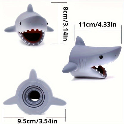 Cute shark and dolphin faucet extender for easy and durable access for kids in the bathroom.