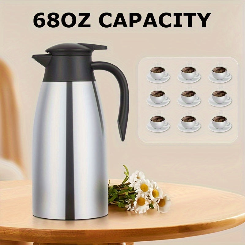 Insulated vacuum bottle made of 304 stainless steel, featuring double-layer thermal insulation for keeping beverages hot or cold. Ideal for use at home, office, or in the car.