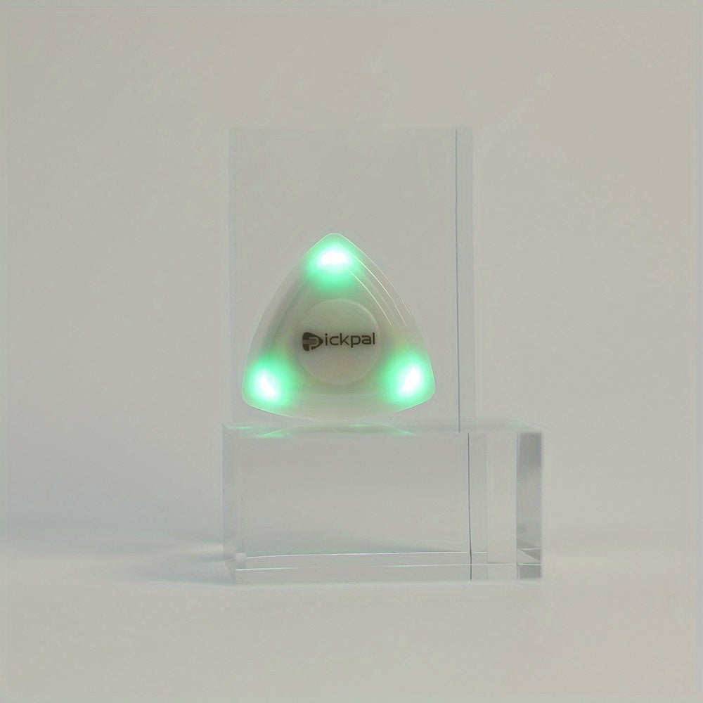 Get the PickPal LED Illuminated Guitar Pick with Wooden body and Multi-Color Lighting Options (White/Green), long battery life.