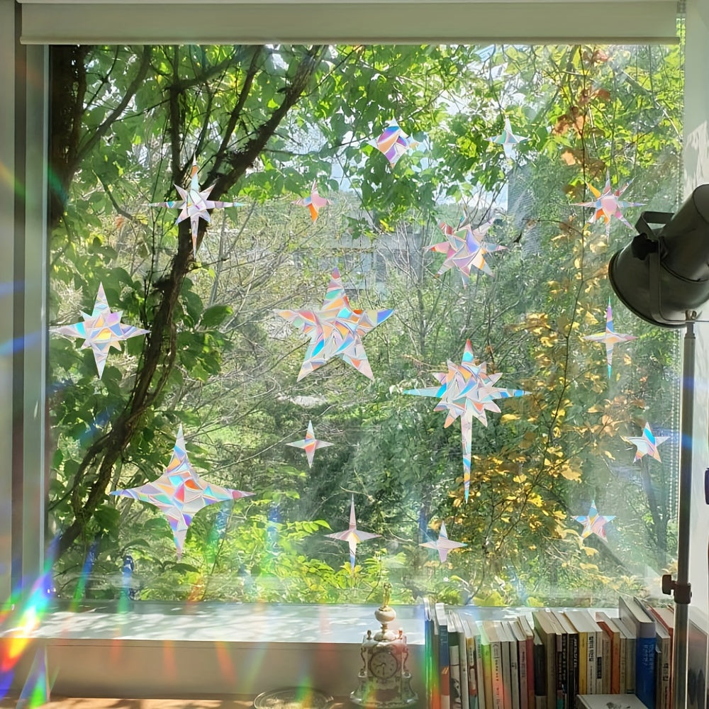 Decorate your home or office with our Star-Shaped Cloud Electrostatic Window Clings! These anti-collision, bird-safe glass decals not only add a beautiful sun catcher effect but also protect your windows. Made of non-adhesive PVC film, they are easy to