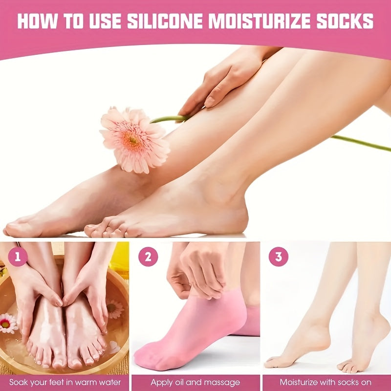 Silicone moisturizing foot socks for cracked feet with massage and moisturizing gel, ideal as a Mother's Day gift.