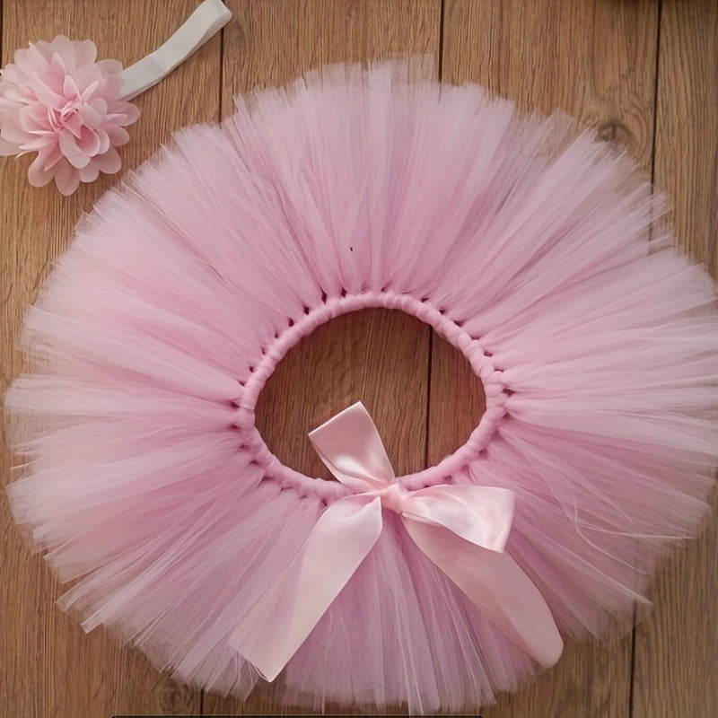 Cute Skirt and Headband Outfit for Newborn Baby Girls, includes Tutu Skirt, Flower Hairband, perfect for special occasions like princess photography, Christmas, Halloween, and Thanksgiving gifts