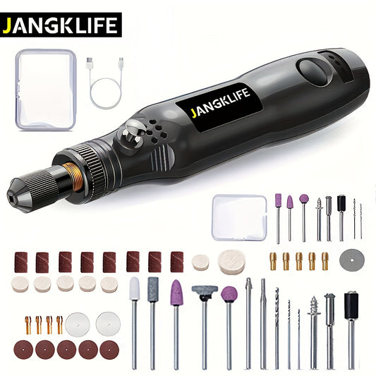 JANGKLIFE Rotary Tool Kit with 3 Speed and USB Rechargeable Battery for DIY Crafting and Home Projects