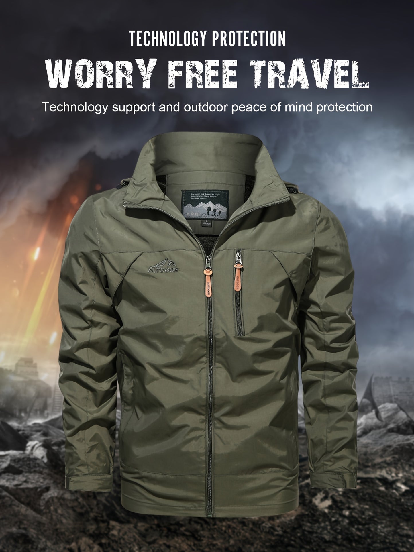 Men's Windproof Hooded Windbreaker Jacket