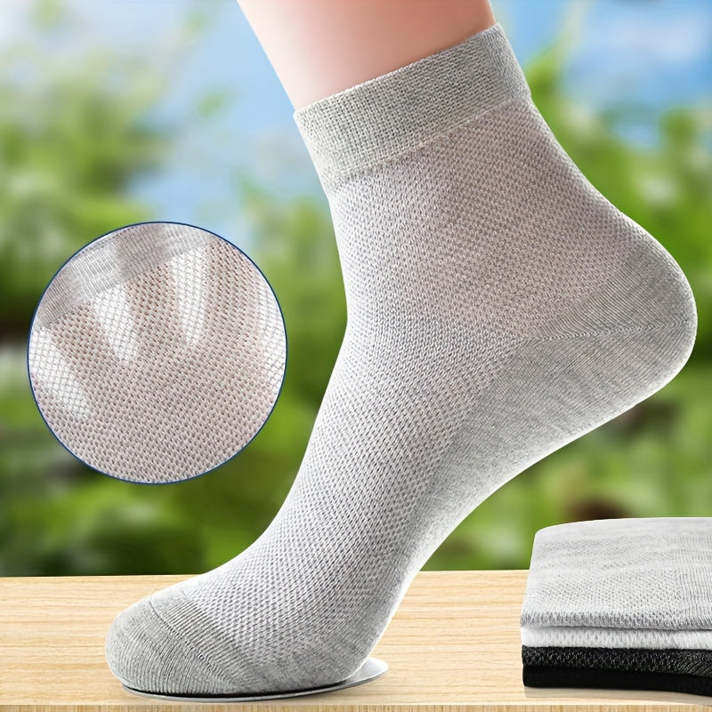 3 pairs of men's low cut cotton blend socks, anti odor & sweat absorption, perfect for summer and outdoor activities.