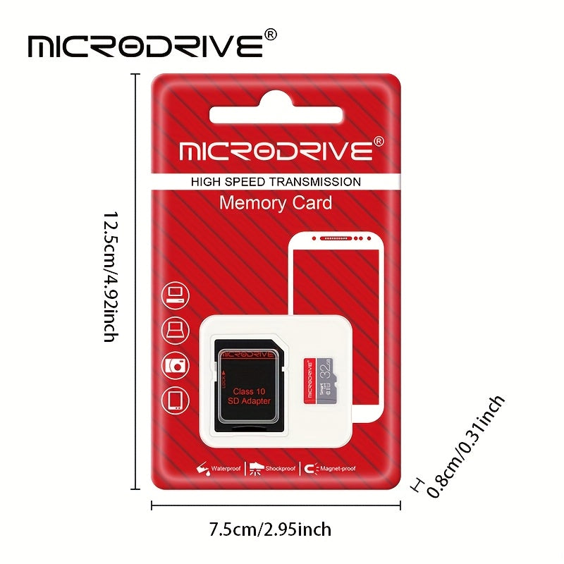 MICRODRIVE 128GB Class 10 U3 UHS-I TF SD Memory Card with USB Card Reader Adapter.