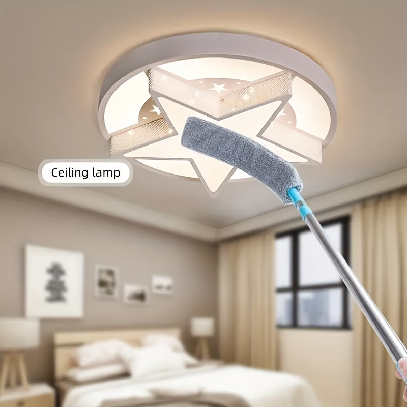 Microfiber Extendable Duster Set includes a dusting brush and crevice tool, featuring a metal handle for wet/dry use without the need for electricity. Perfect for cleaning the living room, bedroom, kitchen, patio, and floors.