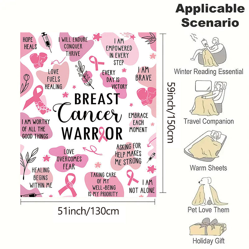 Pink Breast Cancer Awareness Throw Blanket - A Comforting and Thoughtful Gift for Survivors, a Supportive Women's Cancer Care Accessory, Versatile All-Season Flannel Bedding.