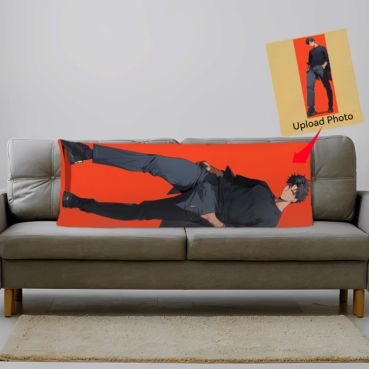 Personalized Anime Design Long Body Pillow Cover - Custom Photo Print for Special Occasions - Soft Short Plush Material, Single-Sided Print, 50.8x137.16 cm - Perfect Gift for Loved Ones on Holidays and Celebrations