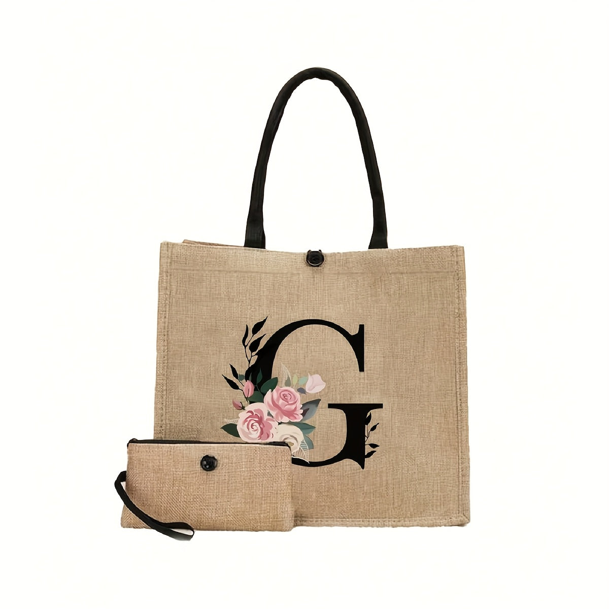 New design linen handbag with large capacity for multiple uses: travel makeup, teacher tote, shopping bag. Perfect gift for women and teachers. Ideal choice for casual storage and shopping.