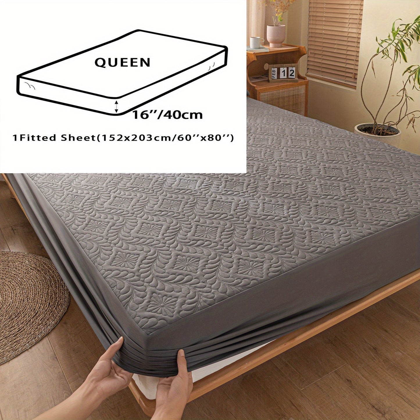 One set of two pieces of 100% waterproof mattress protector pillowcases made of 3D air bamboo fabric. The mattress cover is designed to provide cooling and is smooth, soft, and breathable. It is noiseless and washable, with a deep pocket size ranging