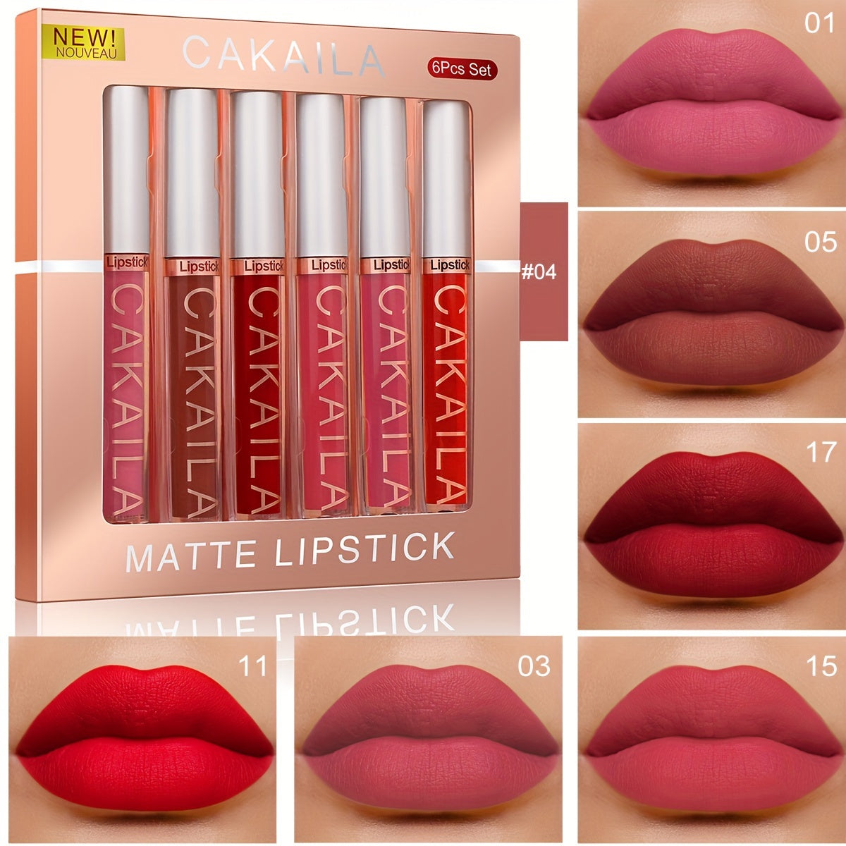 CAKAILA 6-Color long-lasting and waterproof lip gloss set for women.