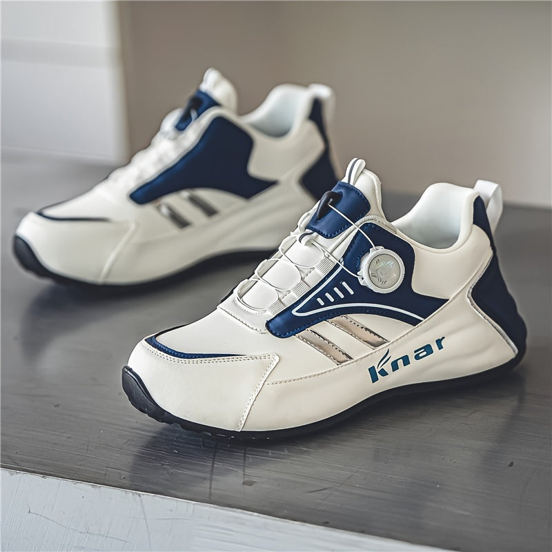 Men's stylish sneakers with breathable, non-slip features and elastic closure for comfortable walking and running in all seasons.