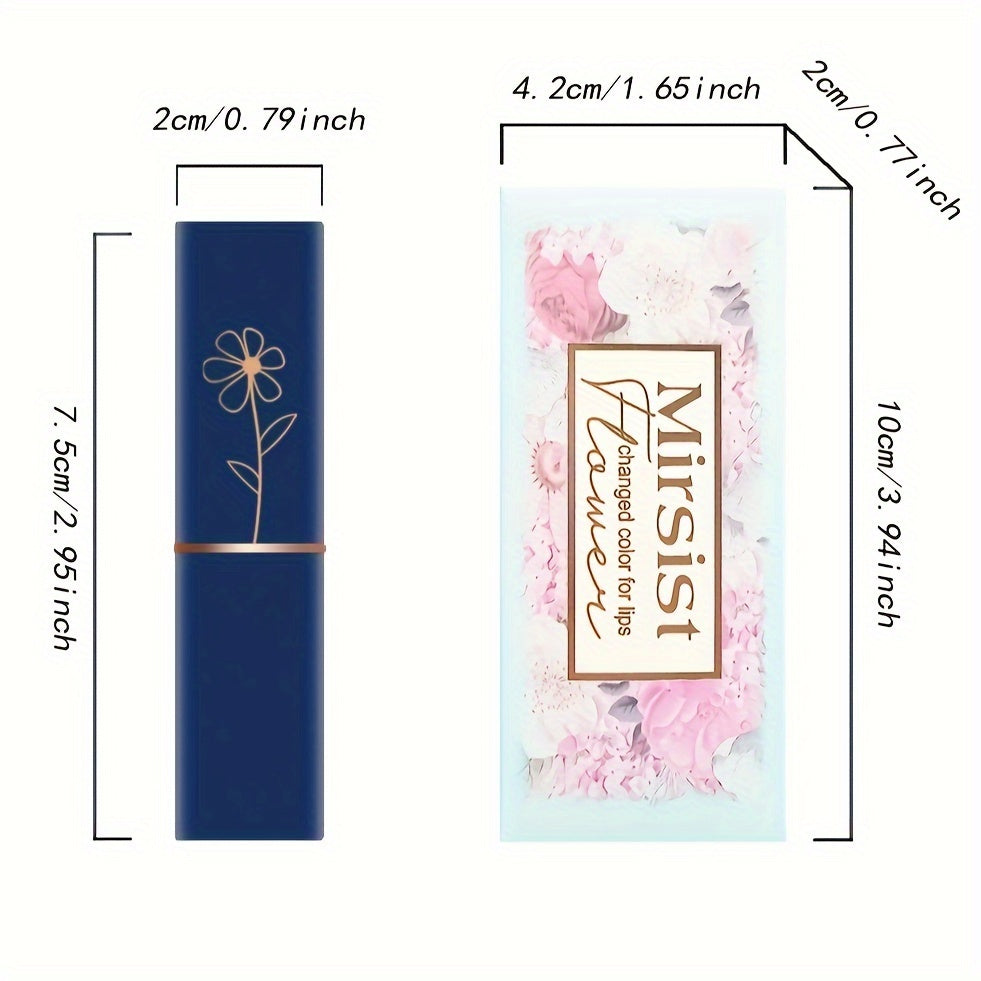 Mirsist Hydrating Flower Jelly Lipstick: Water-resistant, matte effect for all skin types. Nourishing day and night repair in pink tone, lightweight ≤300g.