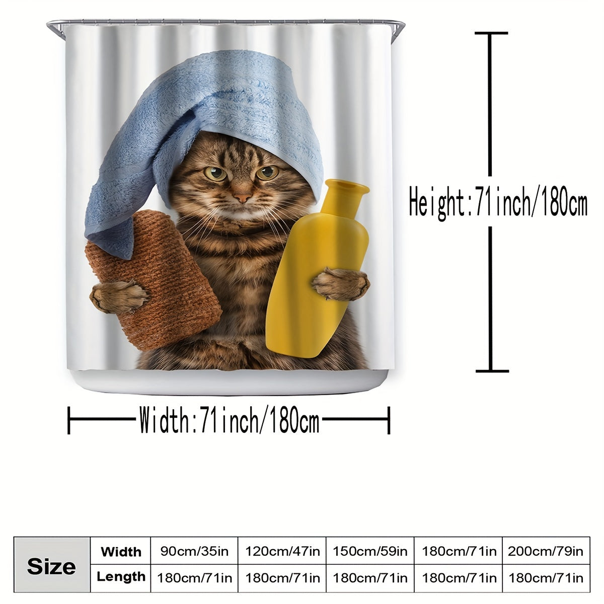 1pc Funny Cat Pattern Shower Curtain, Ideal for Decor and Windows