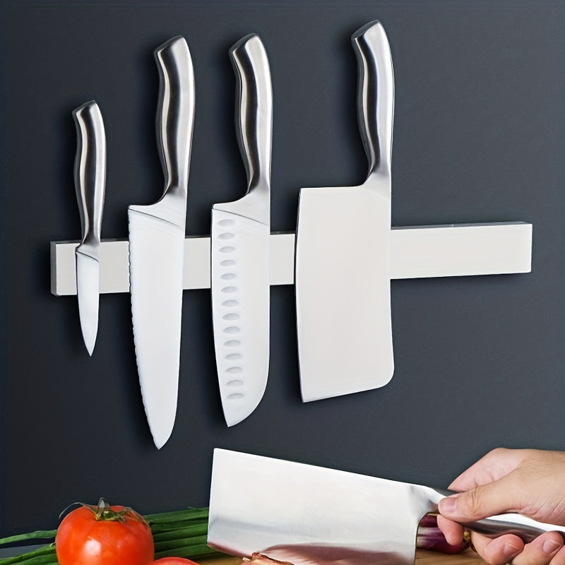 This Stainless Steel Magnetic Knife Holder is perfect for storing kitchen utensils on the wall. It's strong magnetic strip is ideal for organizing apartment and college dorm essentials. Great for back to school supplies and essential kitchen accessories.