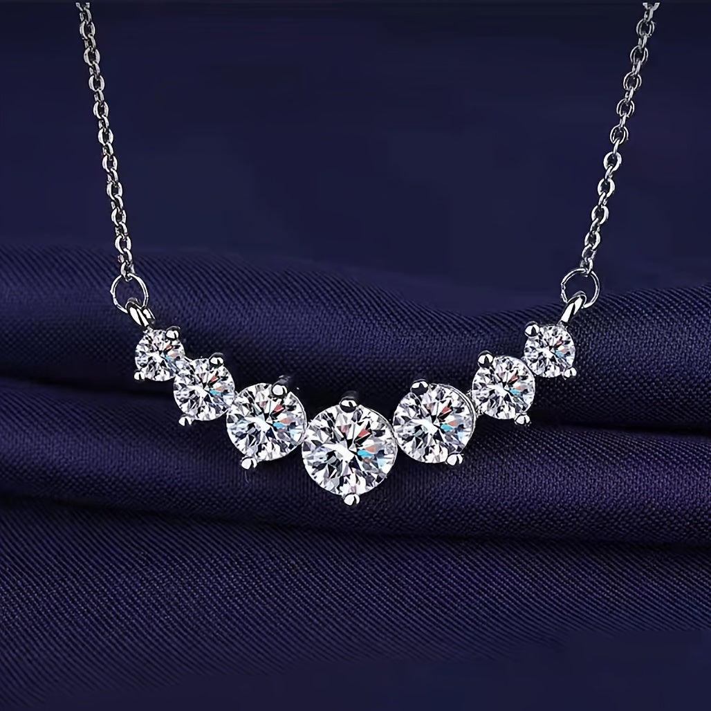 This stunning 925 Sterling Silver Mozambique Diamond Smile Necklace is suitable for both men and women. The couple style collarbone chain is fashionable and versatile, with a trendy luxury niche minimalist classic design. Perfect for your boyfriend or