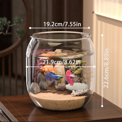 High-end clear acrylic fish tank designed for goldfish and turtles, shatterproof with large capacity and integrated desktop micro landscape feature.