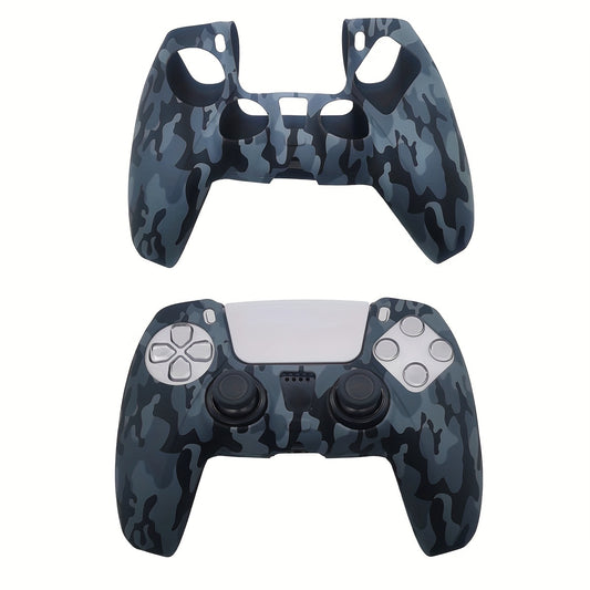 Silicone soft device shell with camo pattern for PS5 controller, water transfer gaming cover with anti-slip texture, enhanced tactile experience, scratch resistant.