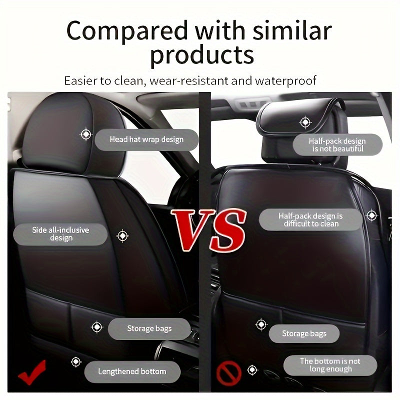 Luxurious 5-seater car seat covers set with faux leather surface, ideal for sedans and SUVs. Easy maintenance, non-textile weave, perfect New Year gift.