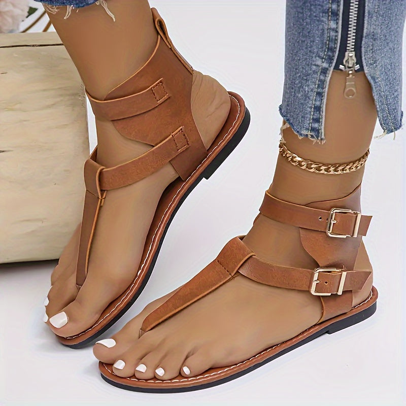 Stylish women's flat sandals with high-top design.