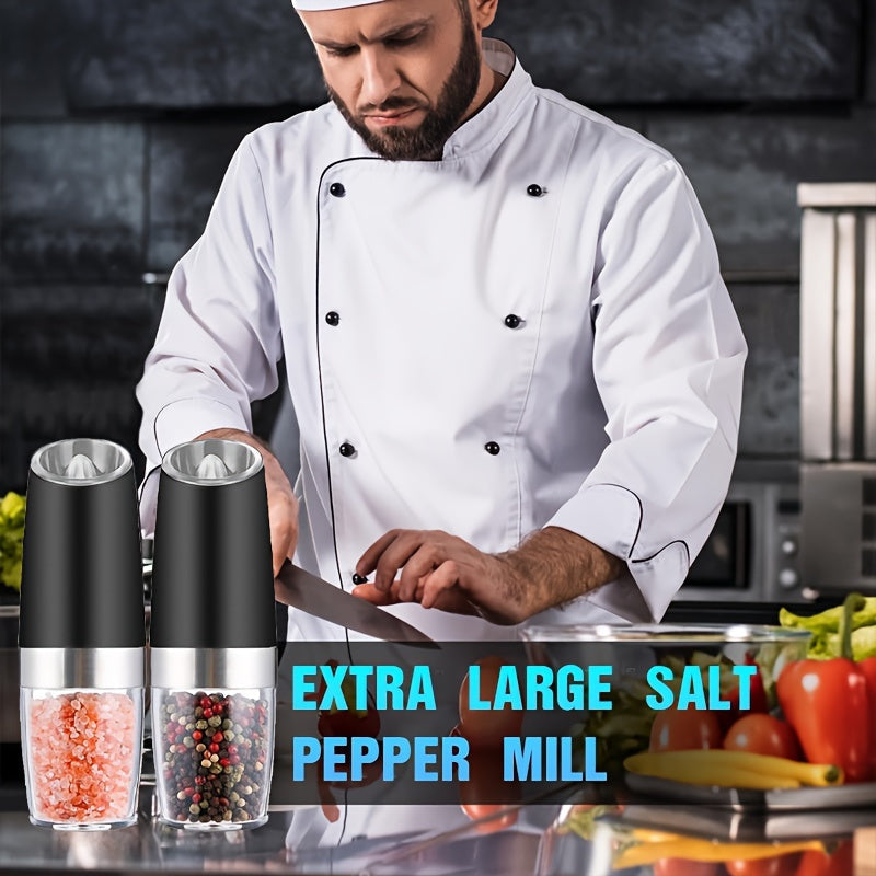 The Electric Salt and Pepper Grinder Set is a versatile kitchen tool that can grind either salt or pepper with adjustable coarseness. It is battery operated and features an LED light for easy use in low light settings. With its one-hand automatic