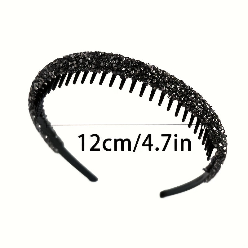 Set of 3 Elegant Rhinestone Headbands for Women - Non-Slip with Teeth, Perfect for Styling and Washing Hair