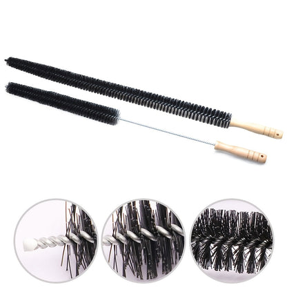 The radiator cleaner brush with a wooden handle and nylon bristles is a versatile tool with a 70cm/75cm metal body for effective dust and lint removal. It is perfect for cleaning vents, air conditioners, outdoor sinks, washers, dryers, refrigerators