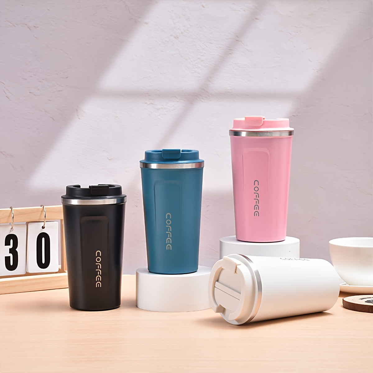 1pc Vacuum flask, portable thermal bottle made of stainless steel, leakproof tumbler with heat and cold retention, ideal for outdoor activities such as camping, hiking, driving, and car travel.