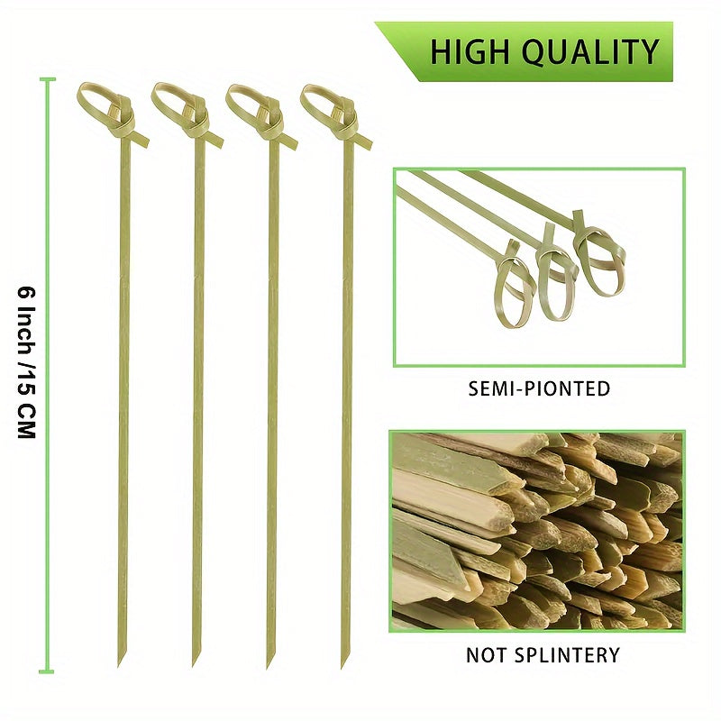 100 Natural Bamboo Knot Picks, 15.24 cm, for Appetizers, Party Supplies, Charcuterie Boards, Fruit Garnish, Food Sticks.