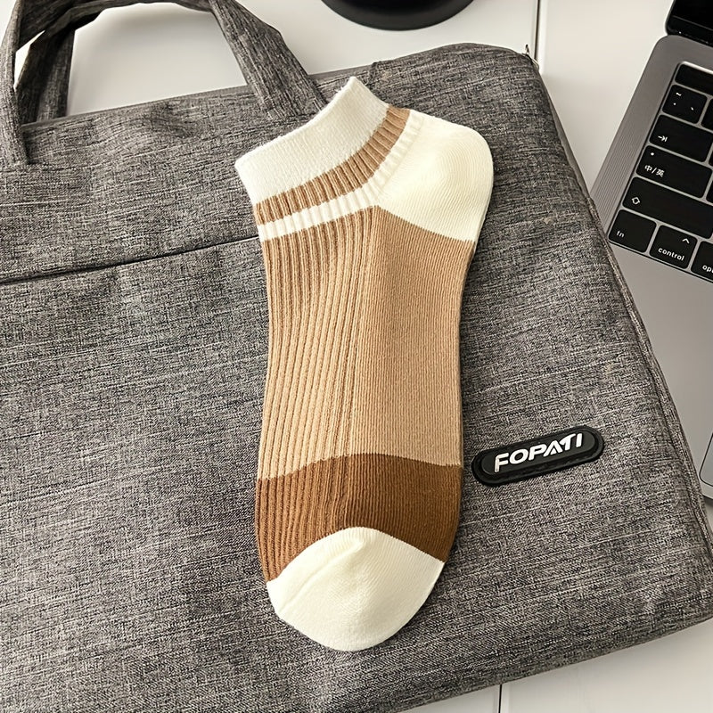 5 pairs of men's cotton low cut socks for daily and outdoor wear in spring and summer, designed for odor control and sweat absorption.