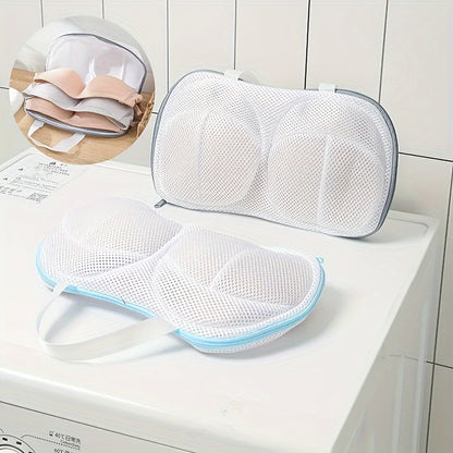 Sturdy Mesh Bra Wash Bag with Handle & Zipper - Protects and organizes lingerie during laundry.