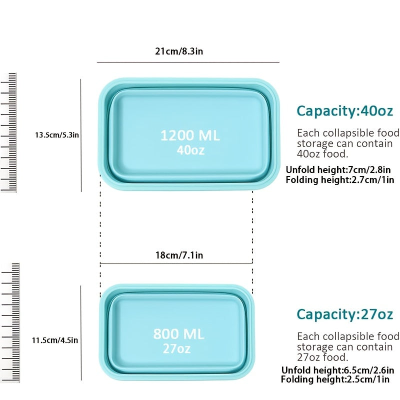 Foldable Food Storage Box Set - Includes 3 Containers with Lids, Made of Silicone Material, BPA Free, Perfect for Microwaves, Dishwashers, and Freezers, Essential Home Kitchen Supplies