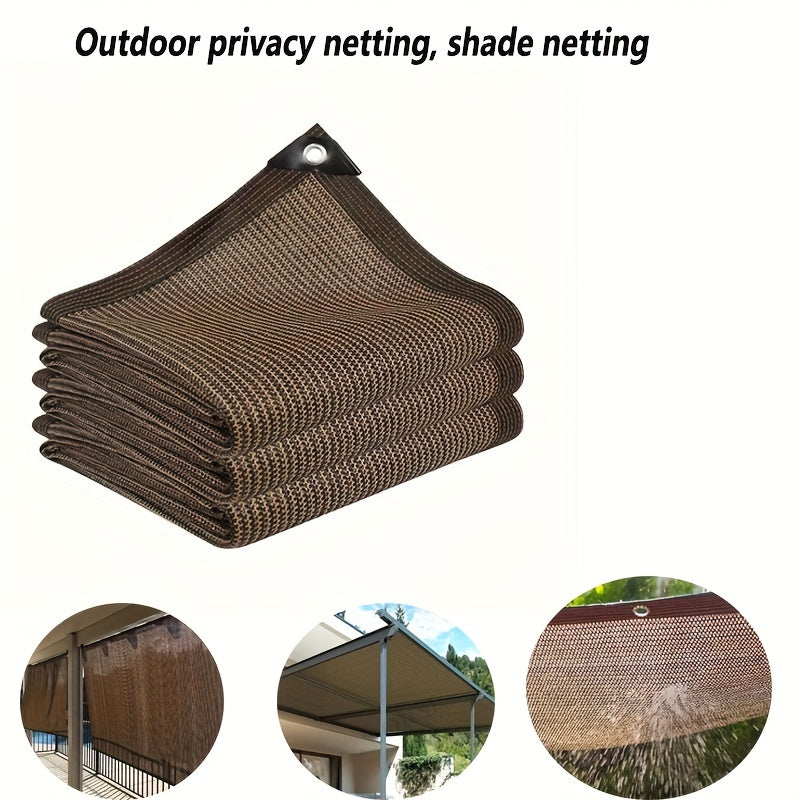 Brown privacy screen for outdoor use, providing breathability and windproof sunshade.