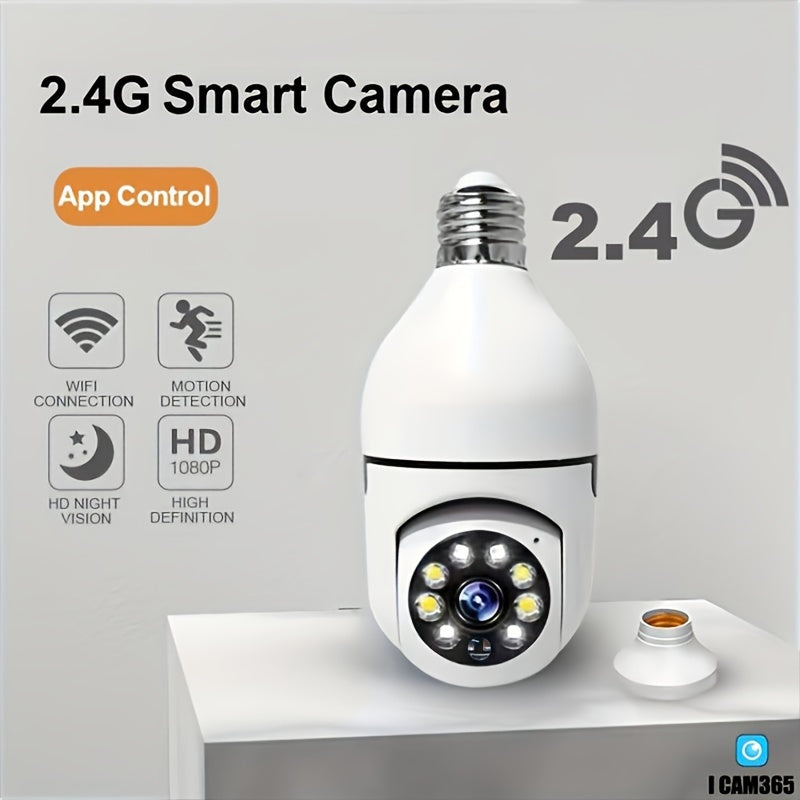 One unit of the Bulb Safety Camera, featuring 1080P resolution and wireless 2.4GHz connectivity, can be used indoors and outdoors. This smart camera is designed to be easily screwed into an E27 bulb socket and offers PTZ functionality with a 355-degree