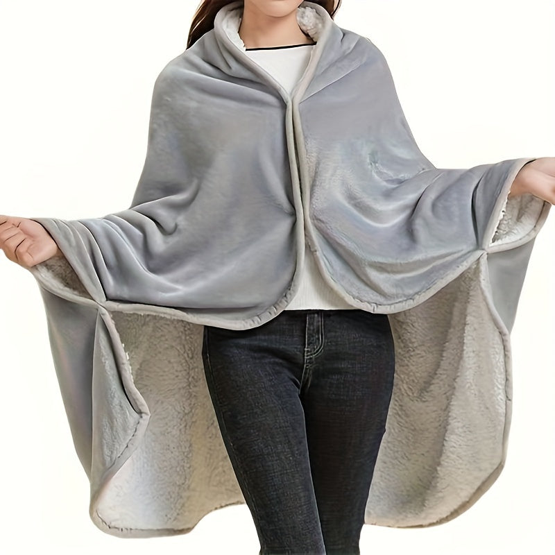 Luxurious Double-Layer Fleece and Sherpa Throw Blanket - Cozy Wearable Shawl for Fall and Winter | Soft and Plush Sofa Comfort | Machine Washable | Available in Navy, Light Grey, Dark Grey, and Pink | Size: 156cm, Perfect for Snuggling.