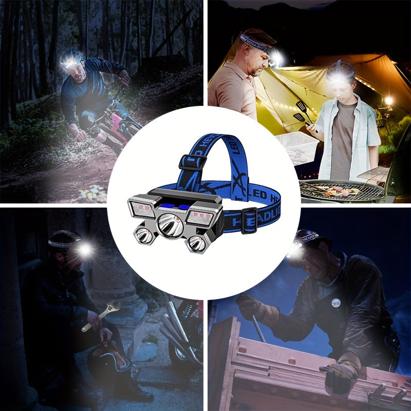 USB Rechargeable LED Headlamp with Multiple Light Modes and Long Runtime.